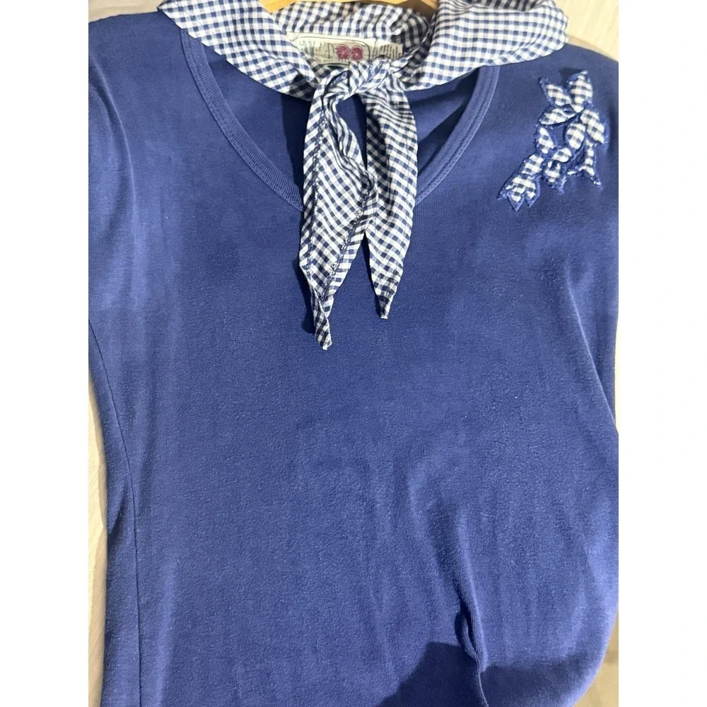 Vintage Retro Huka Doo Navy Collard Shirt  100%‎ Size: S/M